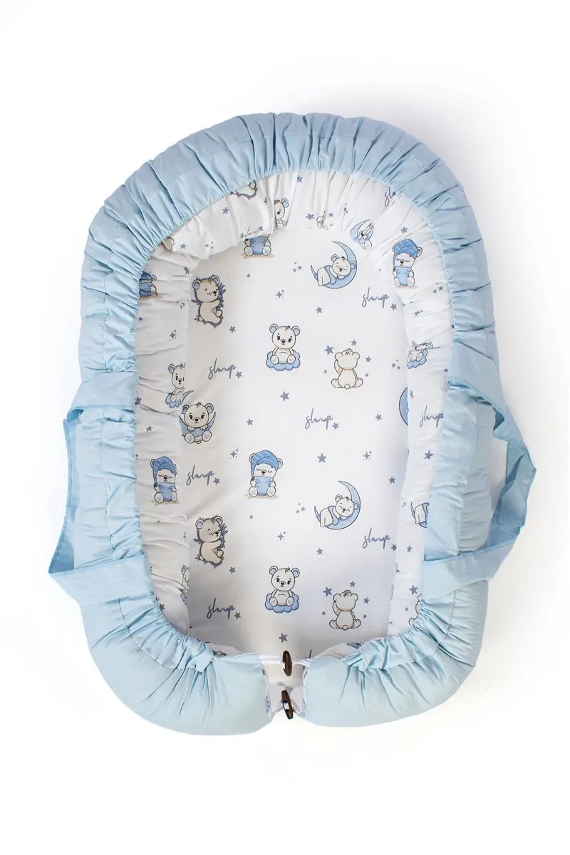 Φωλιά Ύπνου bebe Bear's Nest 03 85x60x15 White-Sky Blue 100% Cotton