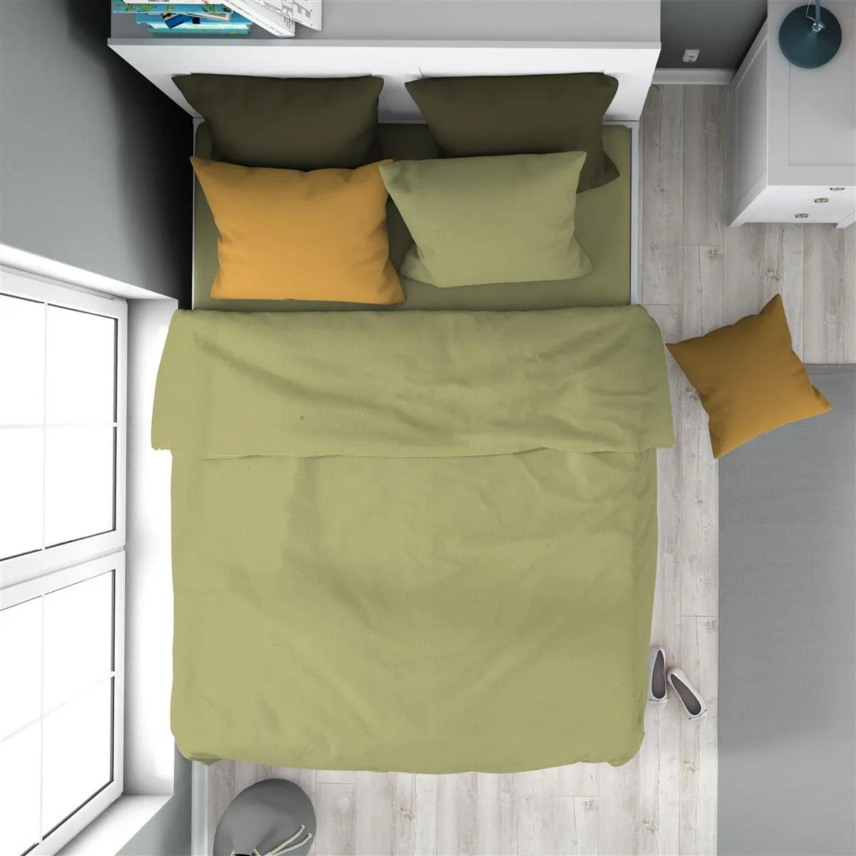 Παπλωματοθήκη Solid 504 160X240 Olive 100% Cotton