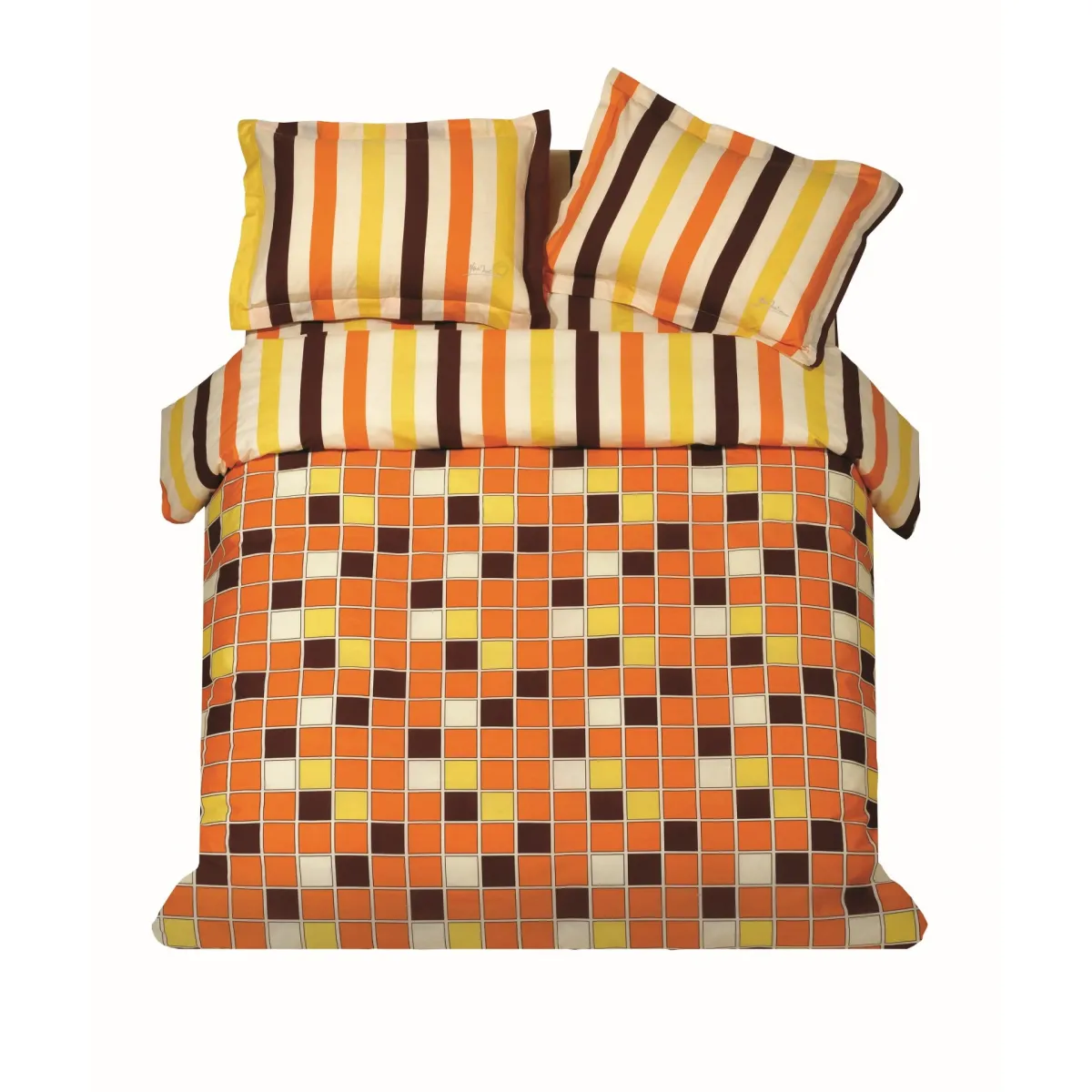 ΠΑΠΛ/ΘΗΚΗ ΣΕΤ Υ/Δ SQUARES ORANGE 220x240cm 2*50x70cm 100%COTTON