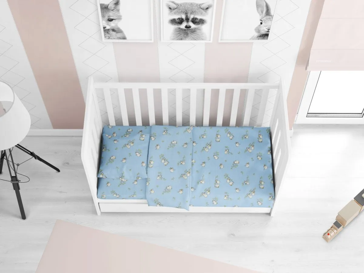 ΣΕΝΤΟΝΙΑ ΕΜΠΡΙΜΕ ΣΕΤ 3 τεμ bebe Birds 14 120X160 Sky blue Flannel cotton 100%