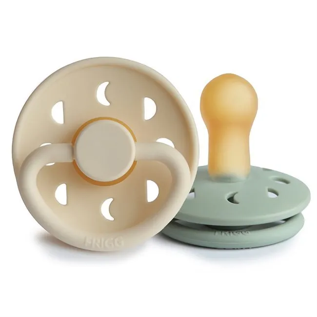 Σετ 2 Πιπίλες Latex FRIGG Moon Phase Cream/Sage 6-18 Μηνών