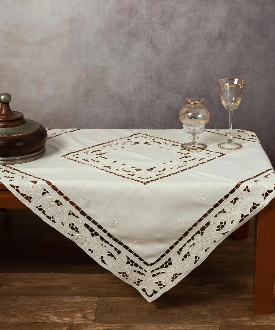 Χειροποίητο κοφτό καρέ 2154 (90cm x 90cm) εκρού