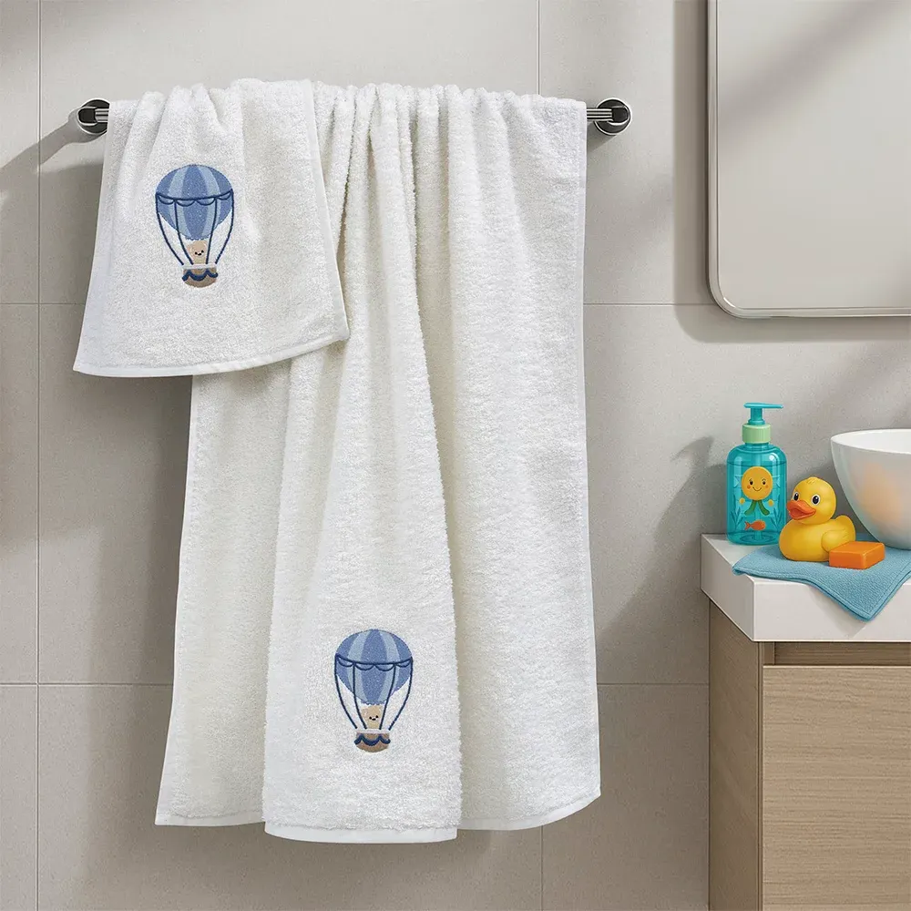 LINO Σετ Πετσέτες Παιδικές 2τμχ (50x90,70x140) Paloncino Λευκό/Μπλε