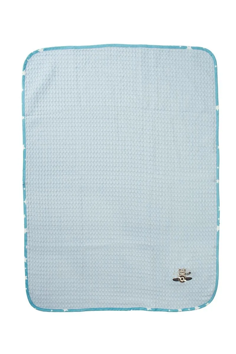 Κουβέρτα Πικέ Με Κέντημα bebe Aviator 183 80X110 Sky Blue 100% Cotton