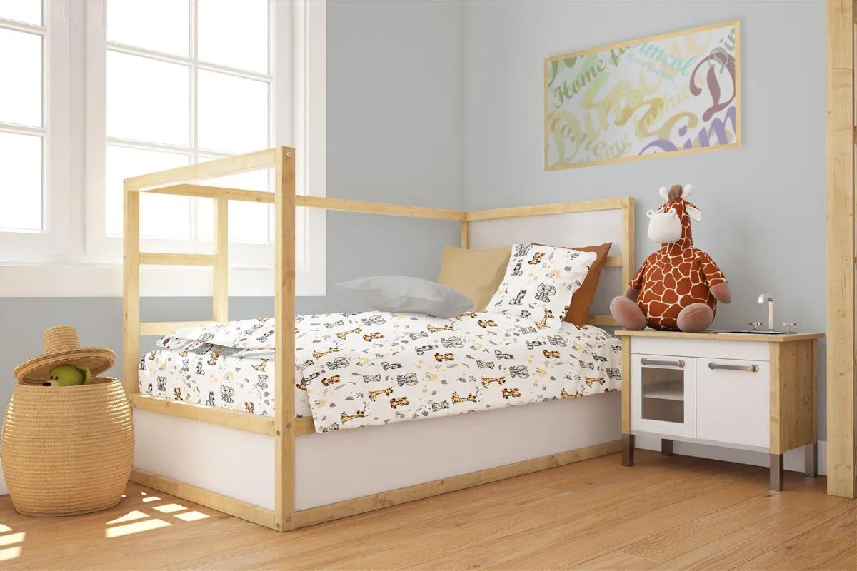 Πάπλωμα Εμπριμέ bebe Savanna 36 120X160 White-Grey 100% Cotton Flannel