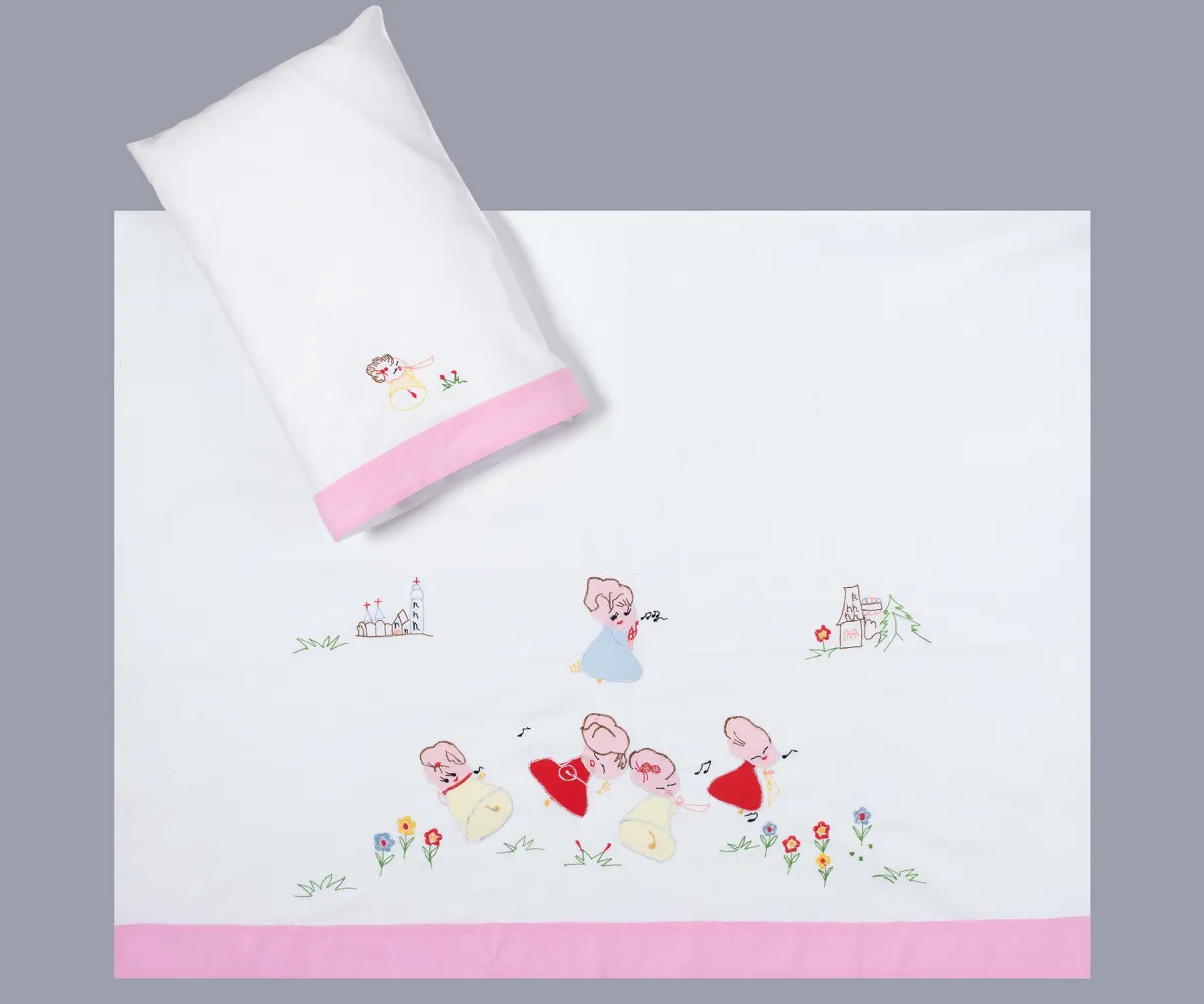 bebe σεντόνι (85cm x 135cm + 26cm x 40cm) ροζ