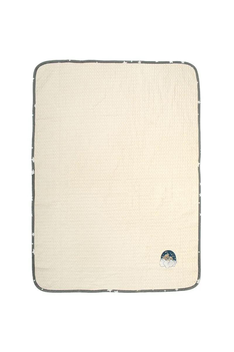 Κουβέρτα Πικέ Με Κέντημα bebe Cloudy Bear 177 80X110 Ecru-Grey 100% Cotton