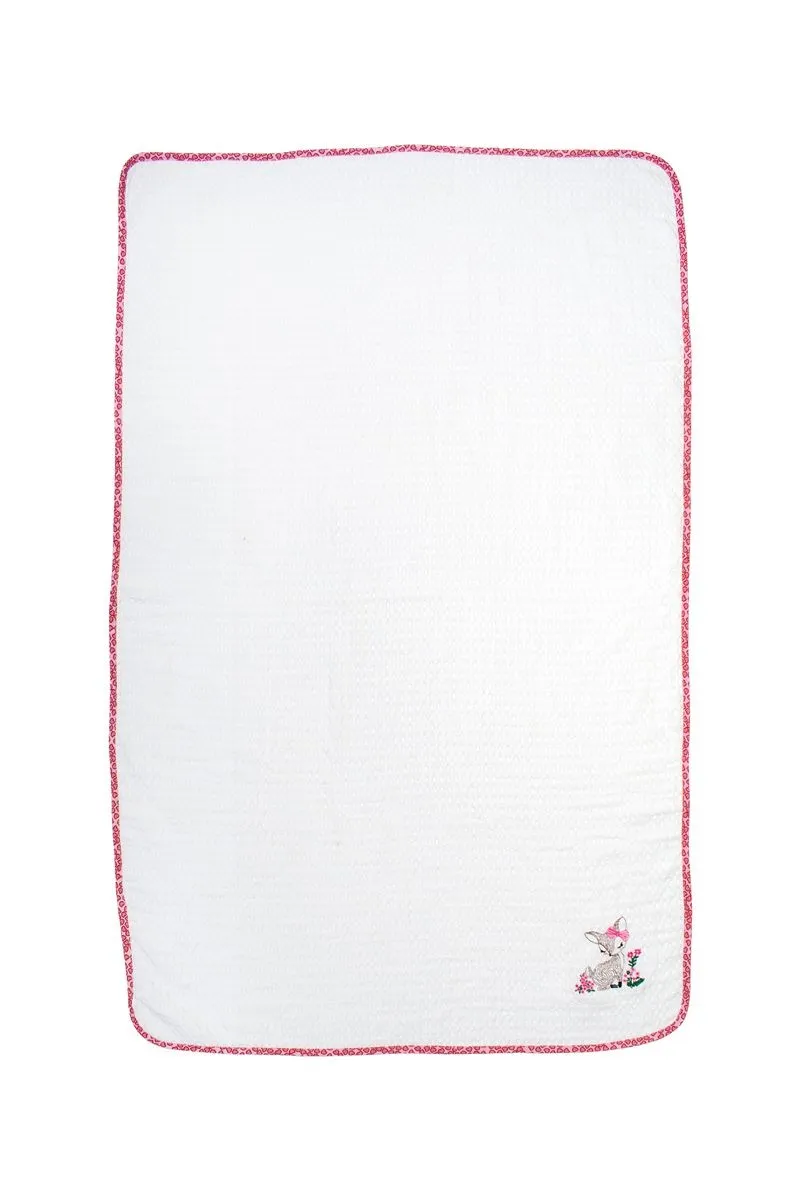 Κουβέρτα Πικέ Με Κέντημα bebe Deer 197 80X110 White-Pink 100% Cotton