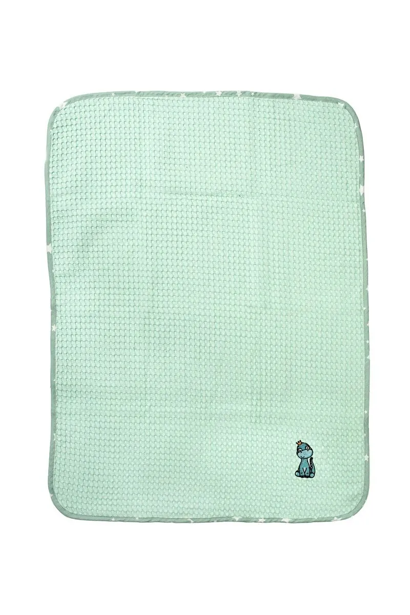 Κουβέρτα Πικέ Με Κέντημα bebe Dinosaur 182 80X110 Mint 100% Cotton