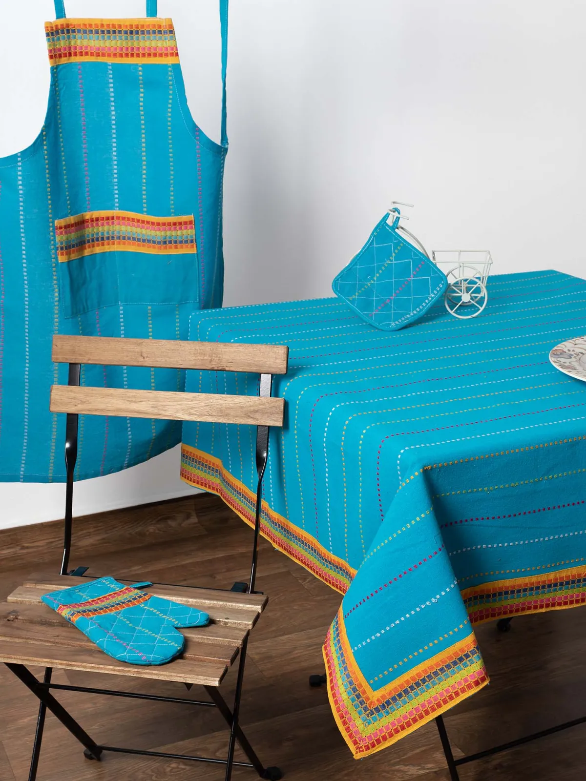 τραπεζομάντηλα (140cm x 240cm) moda ριγέ σιέλ