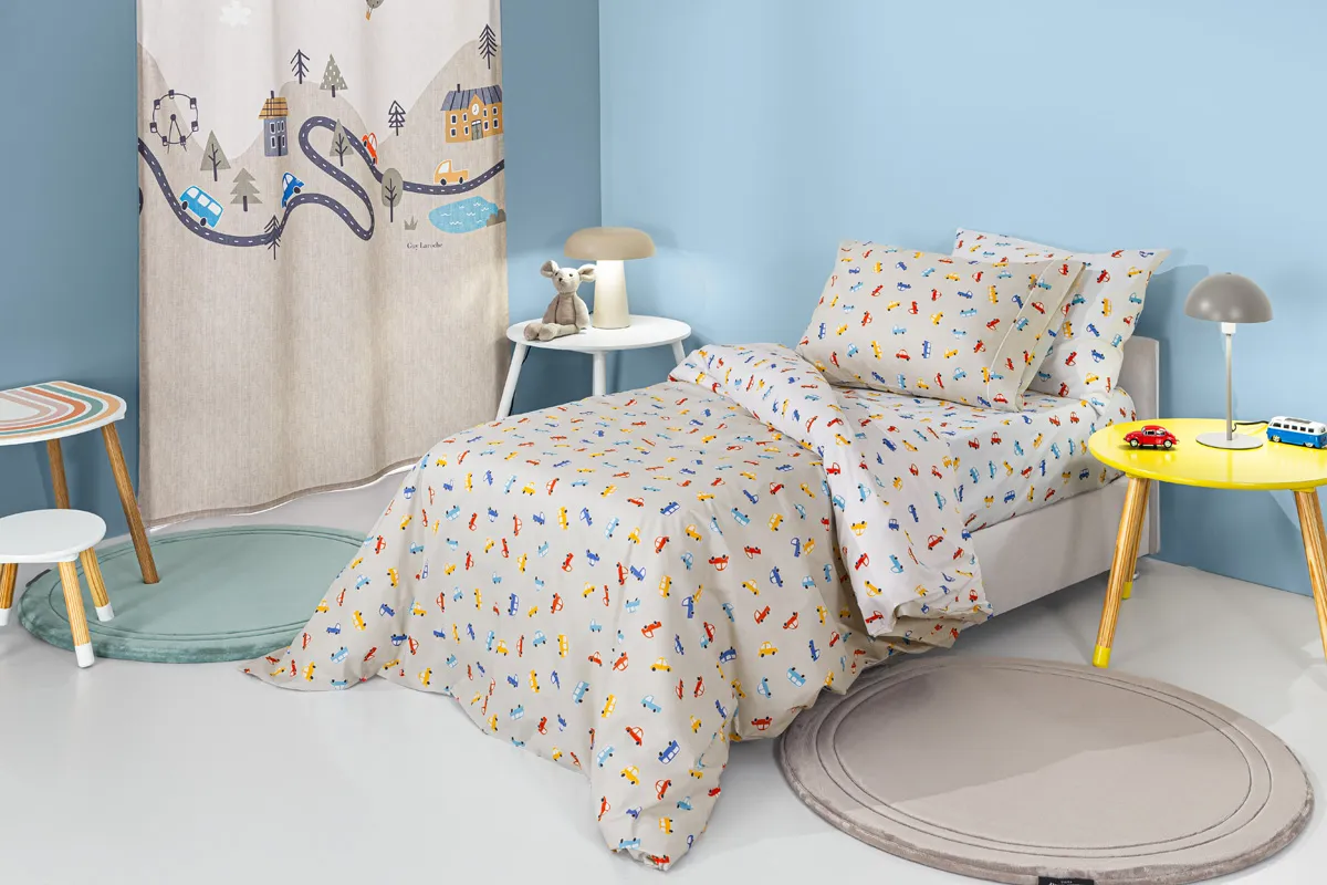 Σετ 3τμχ Παιδικά Σεντόνια Roadtrip Natural με Λάστιχο