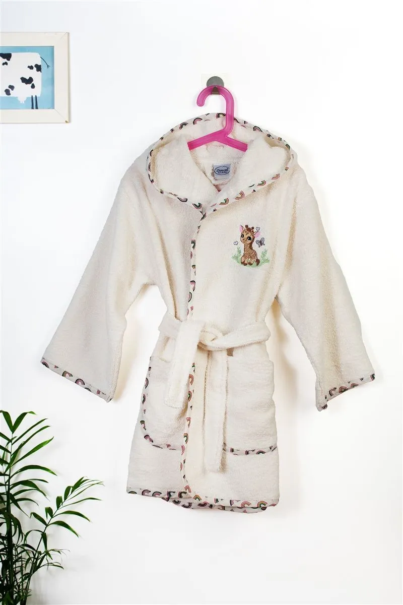 Μπουρνούζι Με Κέντημα kids Giraffe 173 Size: 04 Ecru-Multi 100% Cotton