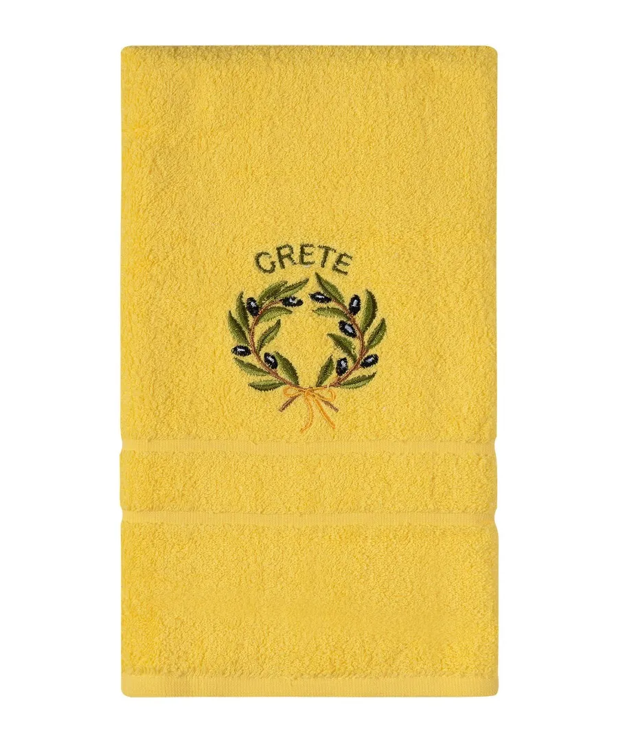 Πετσέτα Προσώπου (50cm x 100cm) Κίτρινο με Στεφάνι ΚΡΗΤΗ