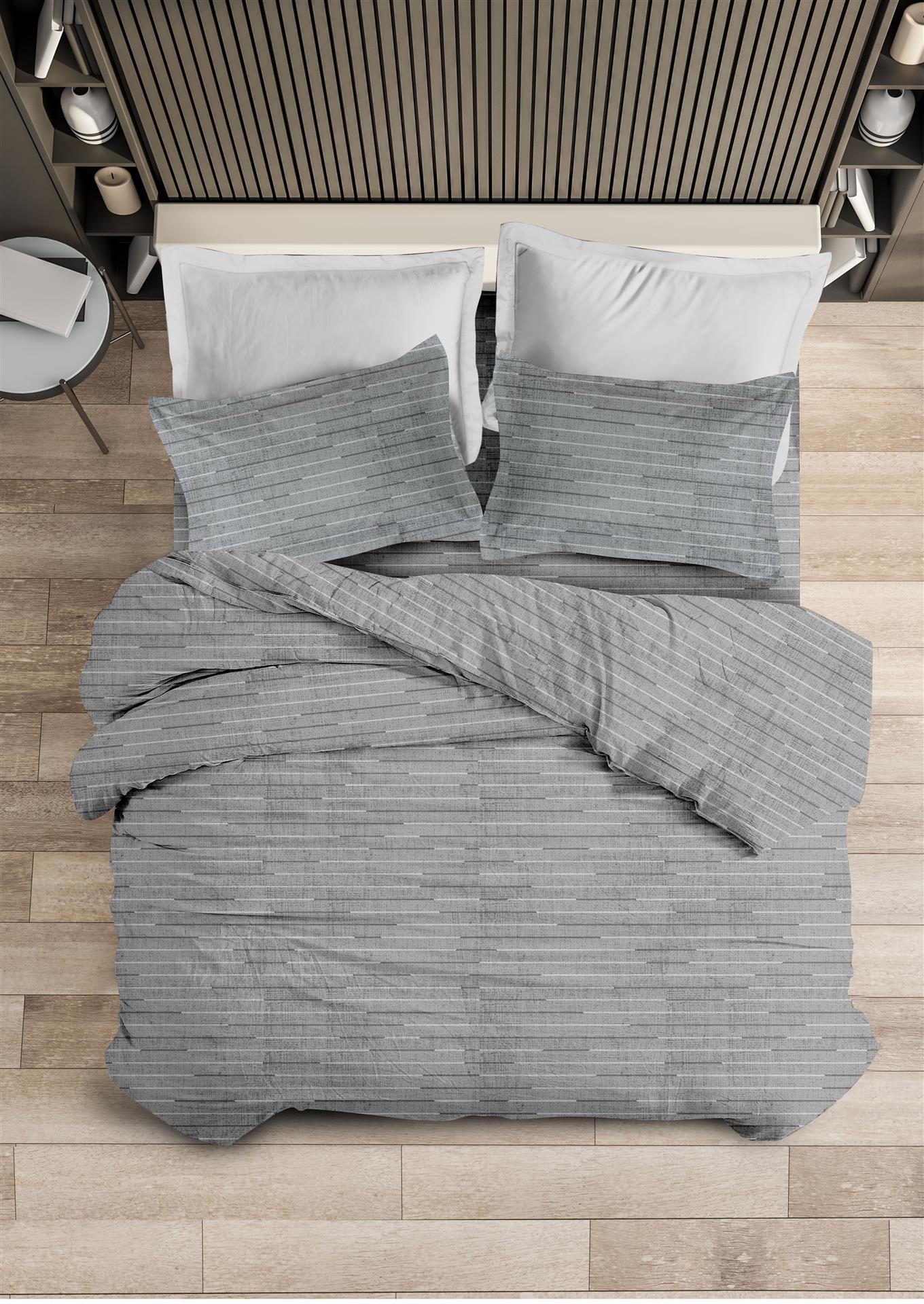 ΣΕΤ ΣΕΝΤ M FLAT LINES (GREY4)  2*170x260 50x70 FLANEL 100%COTTON