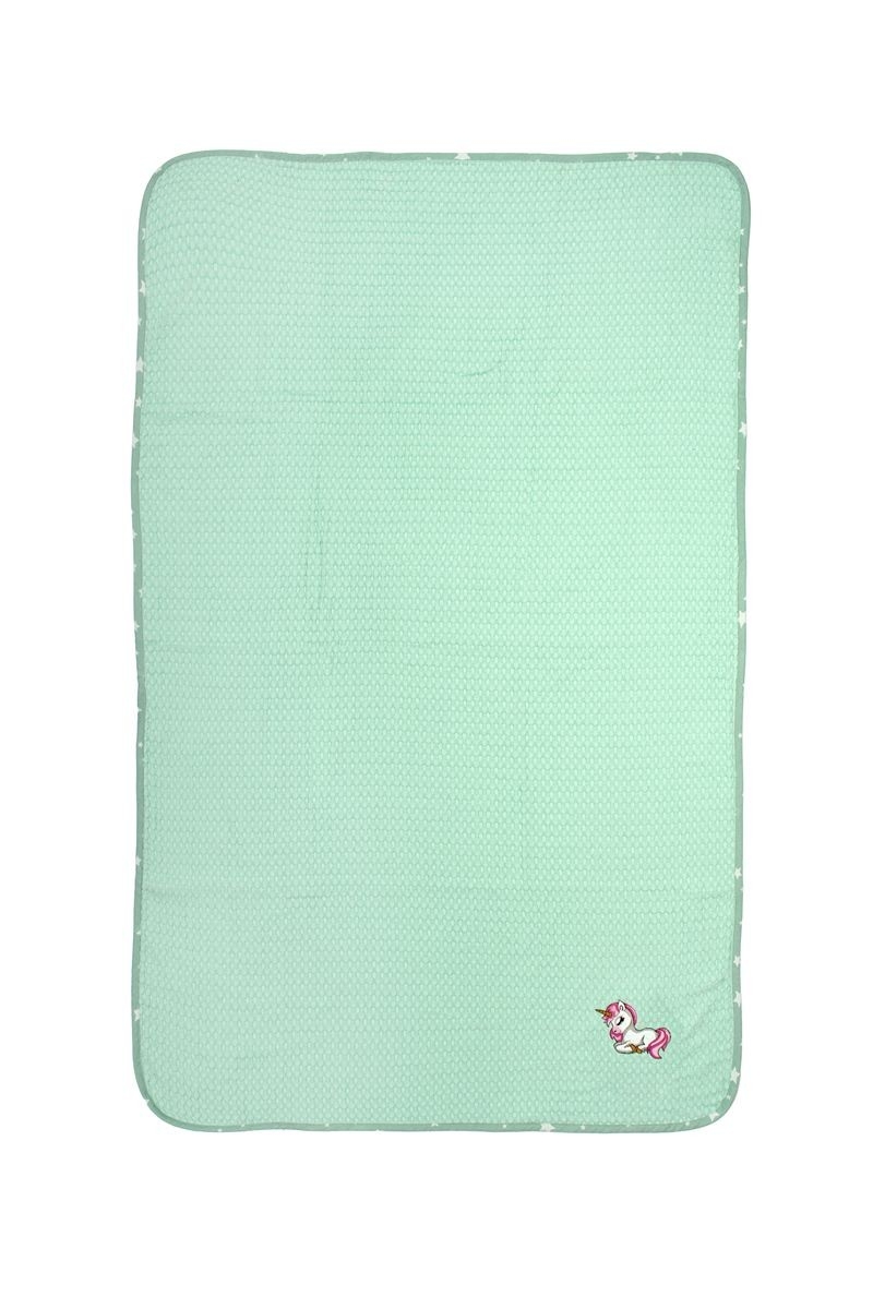 Κουβέρτα Πικέ Με Κέντημα bebe Unicorn 190 100X160 Mint 100% Cotton