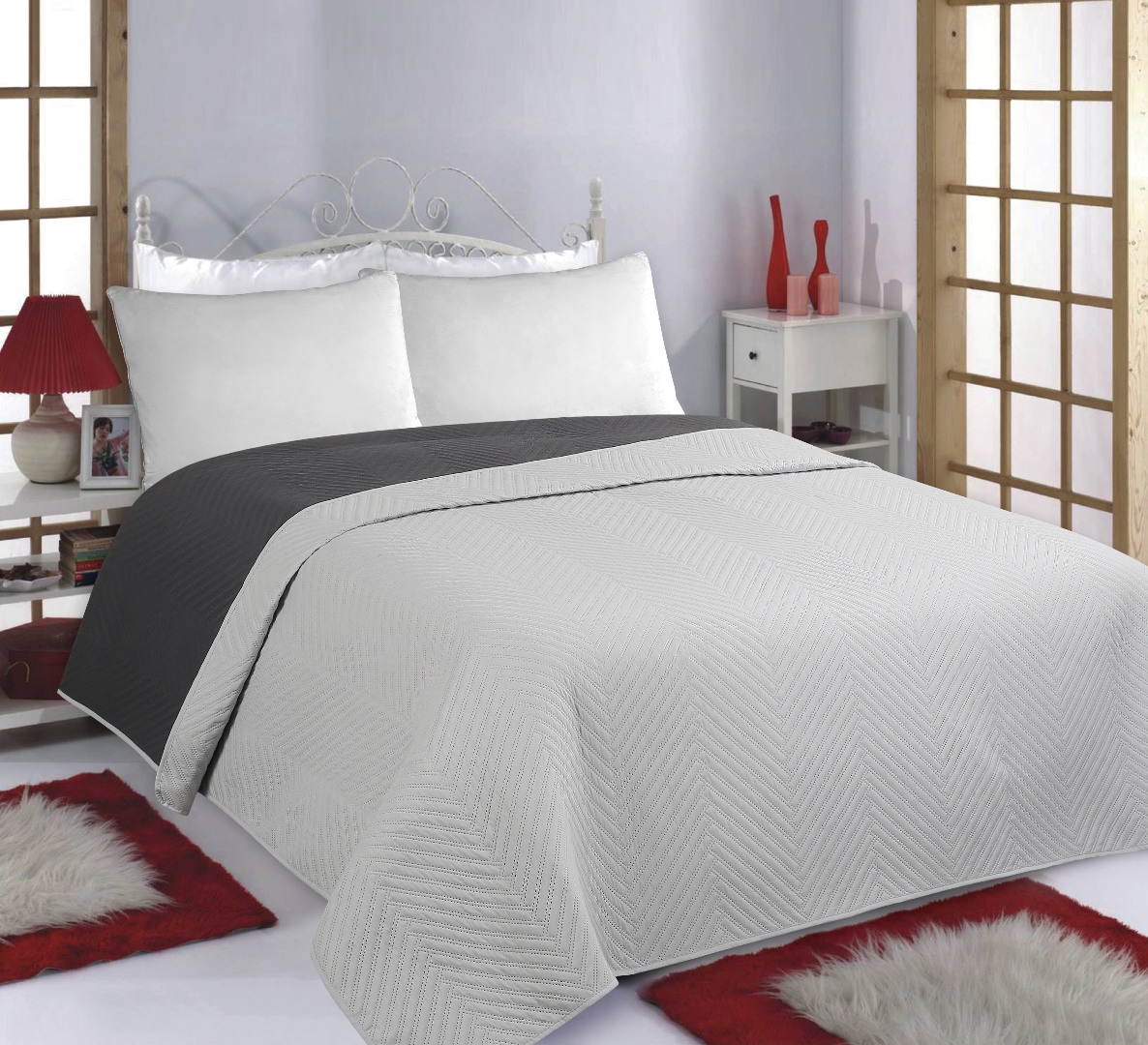 ΚΟΥΒΕΡΛΙ σετ (220cm x 240cm) BONES grey/anthracite