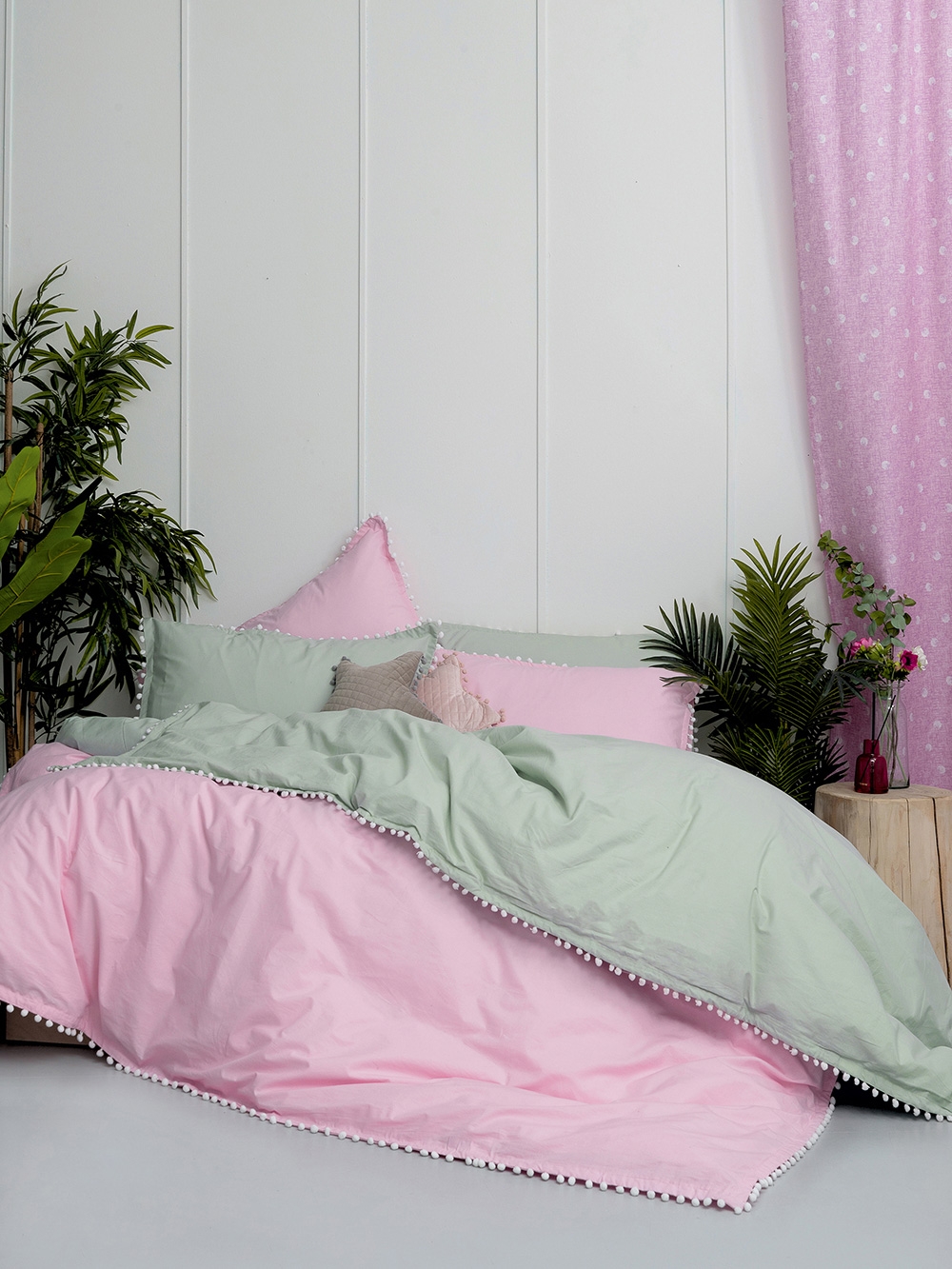 Παπλωματοθήκη Υπέρδιπλη Pon-Pon Lilac 230x240 cm - 100% Βαμβάκι