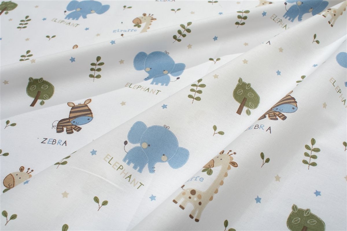 Πάπλωμα Εμπριμέ kids Happy Safari 711 160X240 White-Sky Blue 100% Cotton