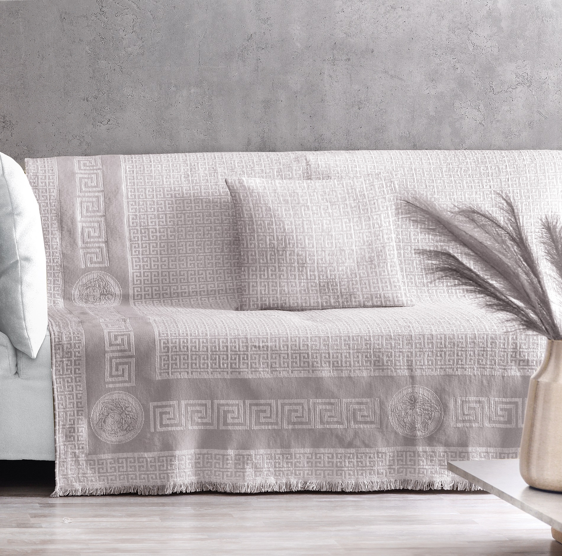 MEANDROS SILVER  ΜΟΝΟΘΕΣΙΟ ΡΙΧ 180Χ180 100% COTTON  ΚΑΛΟΚΑΙΡΙΝΟ