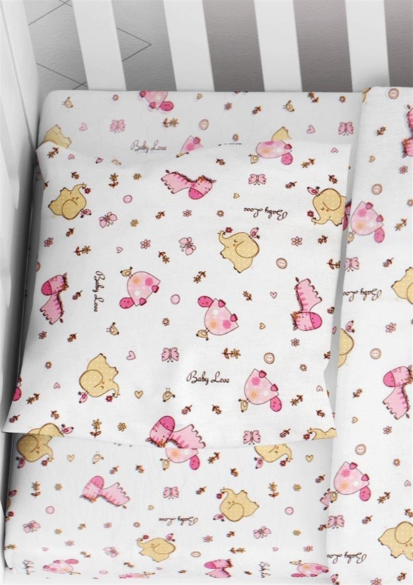 Μαξιλαροθήκη Εμπριμέ bebe Elephant 072 35X45 White-Pink 100% Cotton Flannel