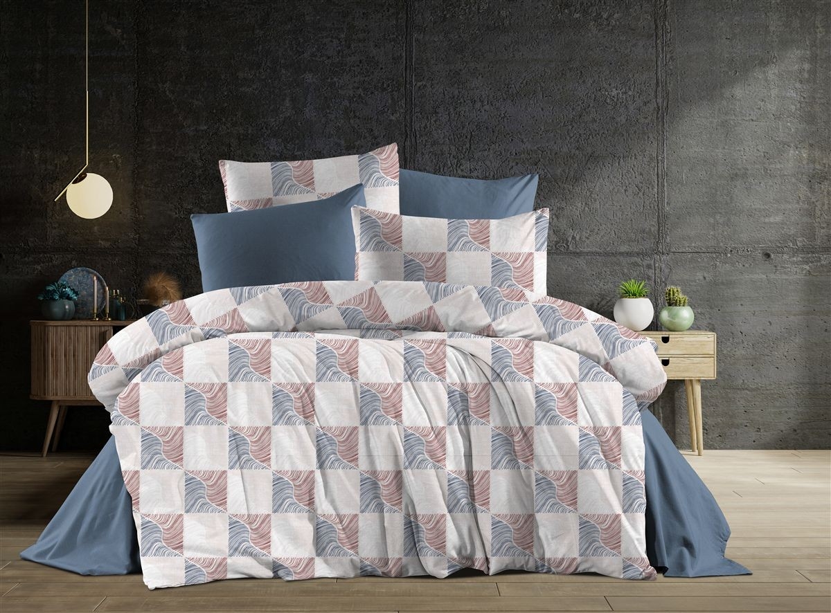 Παπλωματοθήκη Εμπριμέ Κλεοπάτρα 610 160X240 Blue-Red 70/30 Cott/Pol
