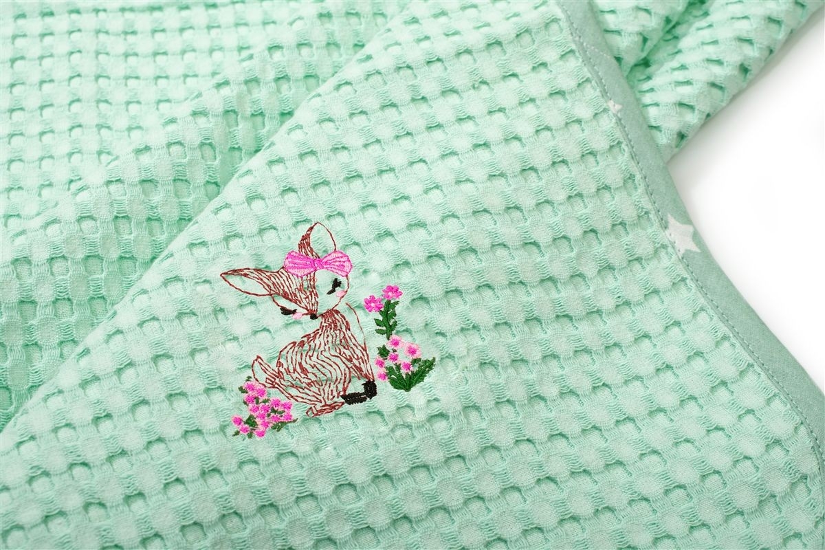 Κουβέρτα Πικέ Με Κέντημα bebe Deer 199 100X160 Mint 100% Cotton