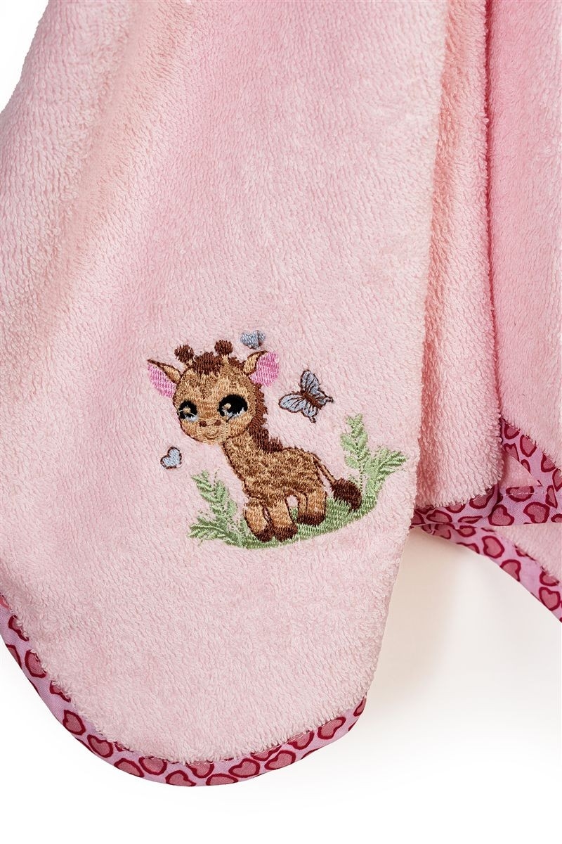 Κάπα Με Κέντημα bebe Giraffe 171 75X85 Pink 100% Cotton