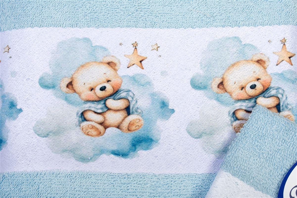 Πετσέτα Σετ 2 τεμ Με Ψηφιακή Εκτύπωση bebe Cute Bear 301 30X50,70X140 Sky Blue 100% Cotton