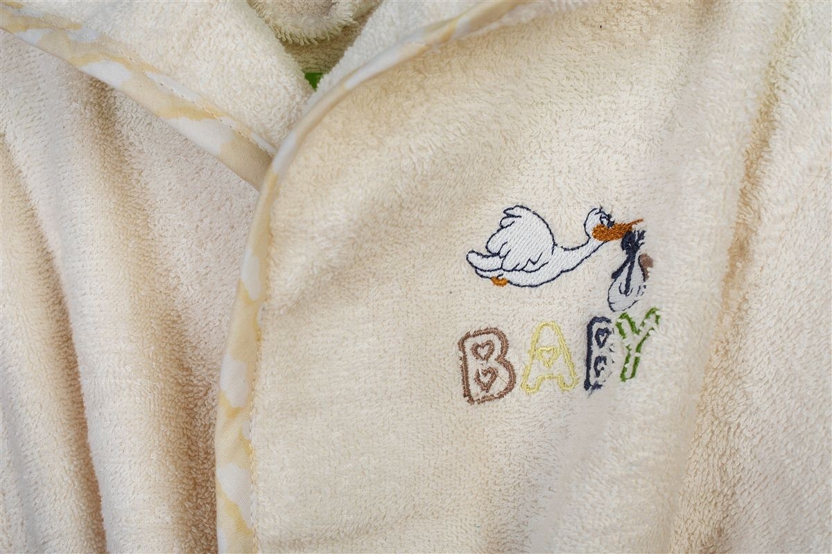 Μπουρνούζι Με Κέντημα kids Stork 194 Size: 04 Ecru-Yellow 100% Cotton
