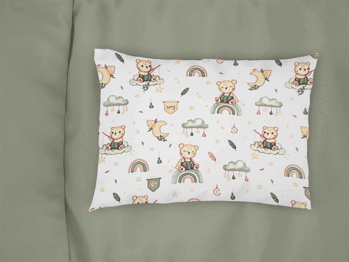 Μαξιλαροθήκη Εμπριμέ bebe Cloudy Bear 581 35X45 White-Olive 100% Cotton
