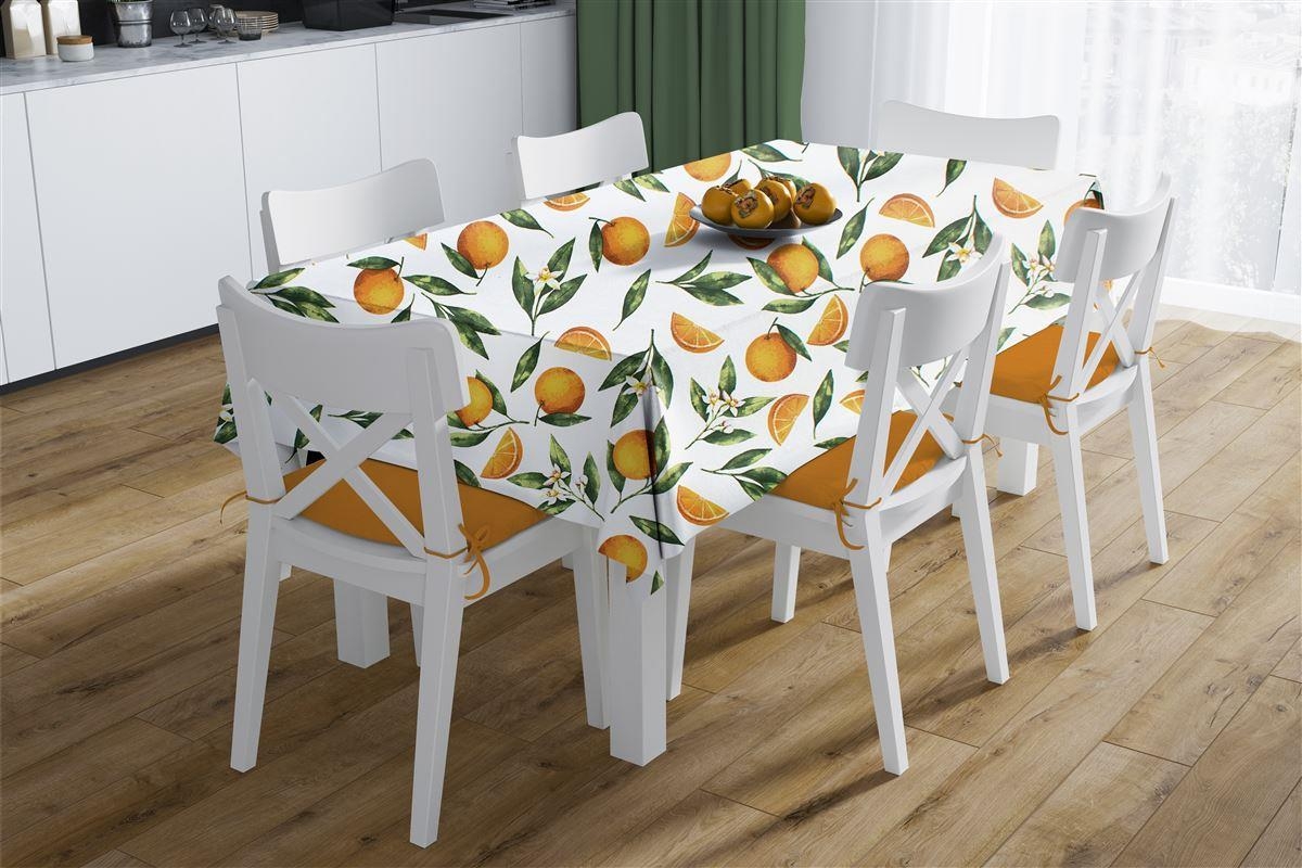 Αλέκιαστο Σετ 2 τεμ Τραπεζομάντηλο Oranges 474 140X220 & Τραβέρσα 40X220 White-Orange 70/30 Cott/Pol