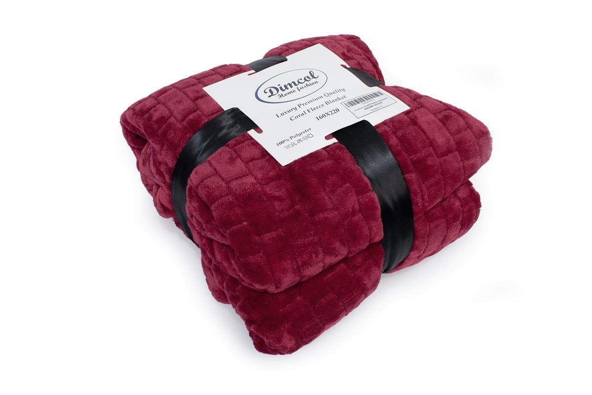 Κουβέρτα Coral Fleece Jacquard Brick 04 220X240 Bordeaux 100% Polyester