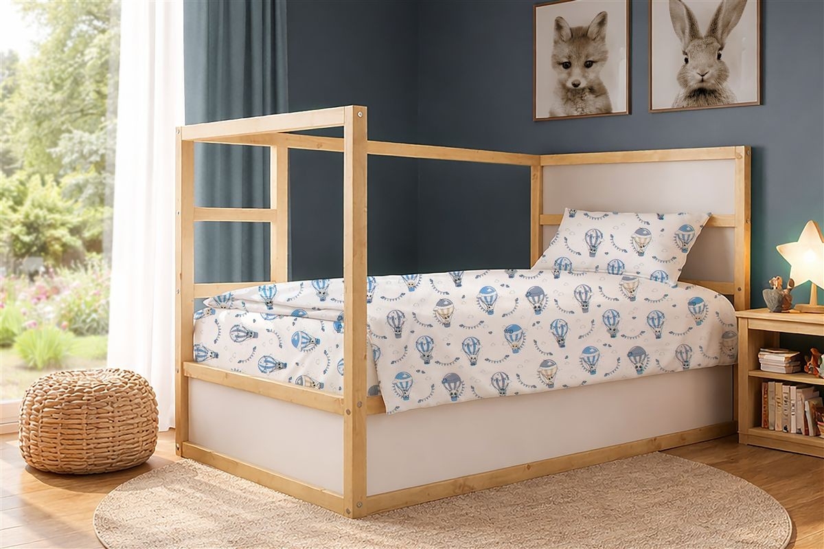 Πάπλωμα Εμπριμέ kids The Floating Zoo 596 160X240 White-Blue 100% Cotton