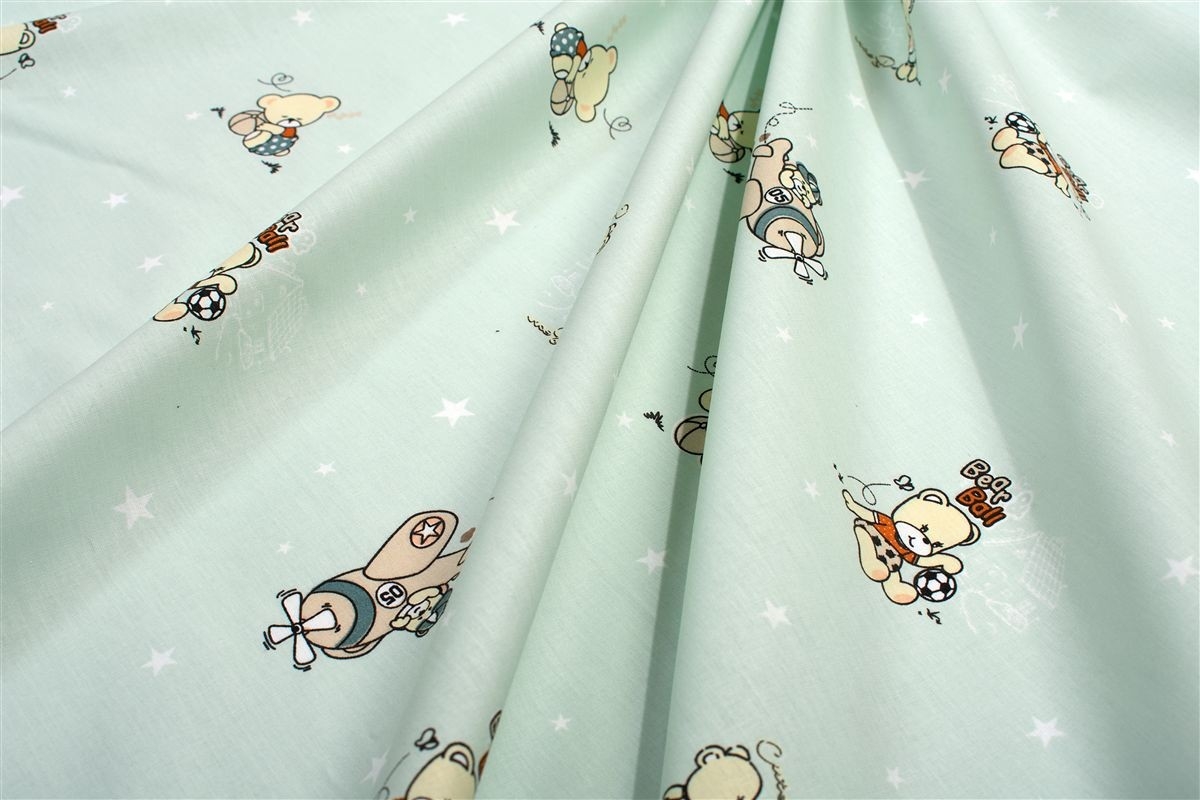 Κατωσέντονο Με Λάστιχο bebe Bear's Playtime 593 0,70X1,40X0,15 Mint 100% Cotton
