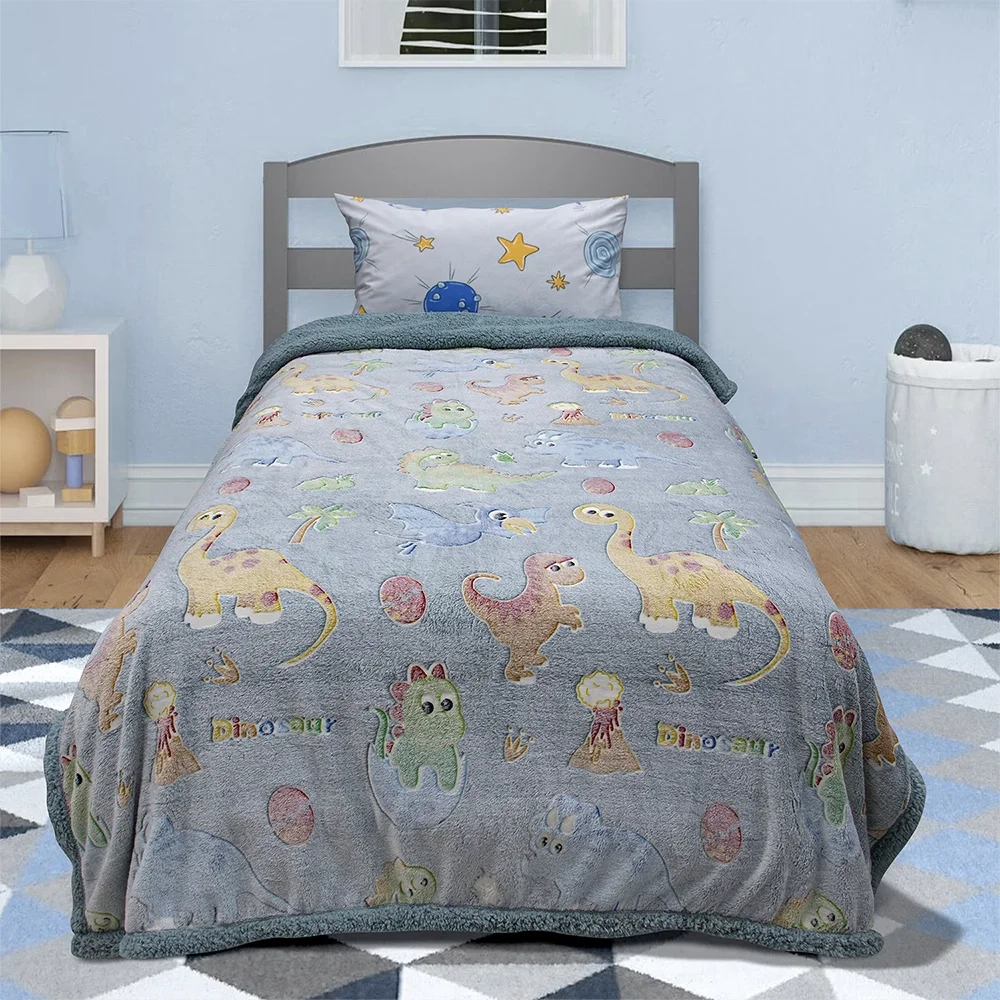 LINO ΚΟΥΒΕΡΤΑ FLEECE SHERPA ΦΩΣΦΟΡΙΖΕ VOLCANO GREY-CIEL 160X220