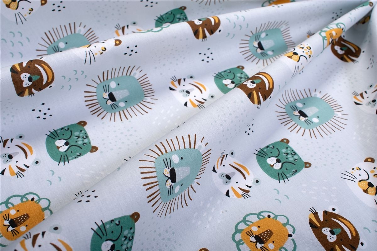 Σεντόνια Εμπριμέ Σετ 3 τεμ bebe Big Cats 28 120X160 Light Aqua 100% Cotton