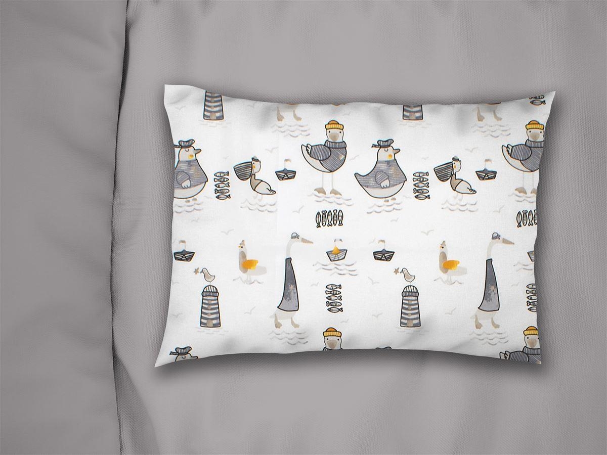 Μαξιλαροθήκη Εμπριμέ bebe Seabirds 578 35X45 White-Grey 100% Cotton