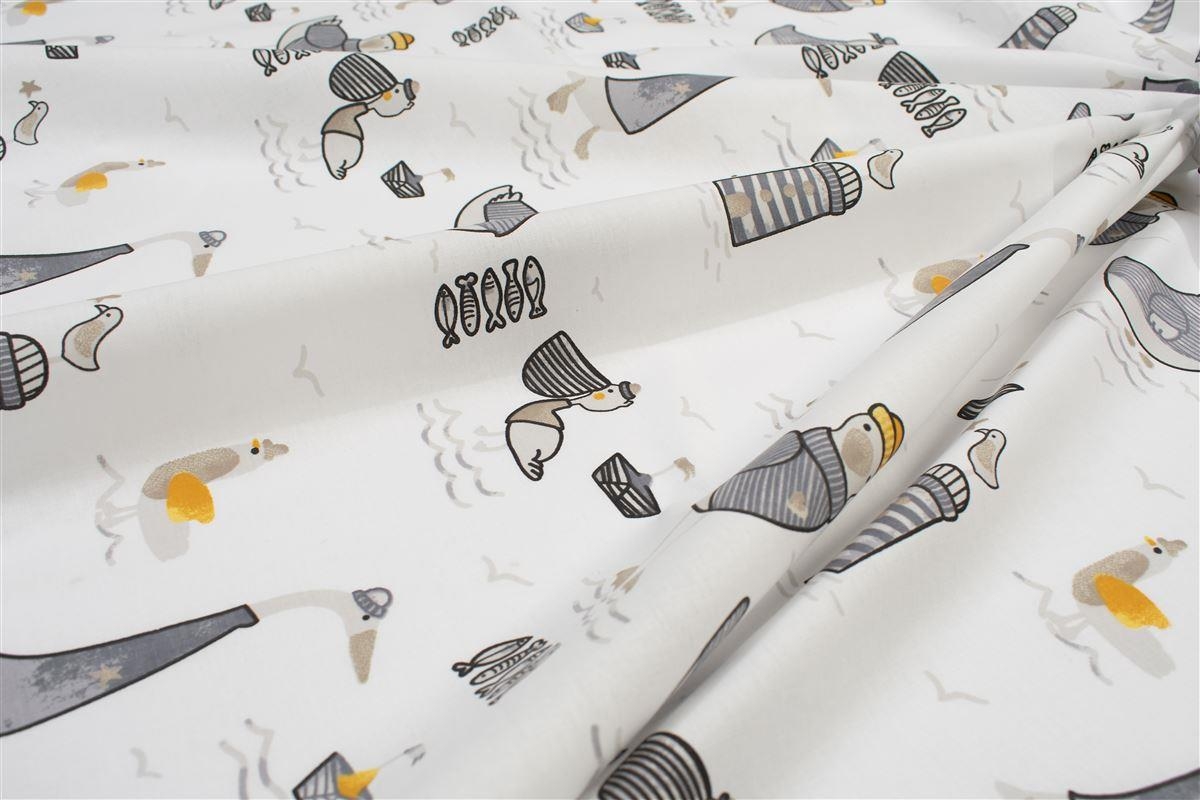 Σεντόνια Εμπριμέ Σετ 3 τεμ bebe Seabirds 578 120X160 White-Grey 100% Cotton