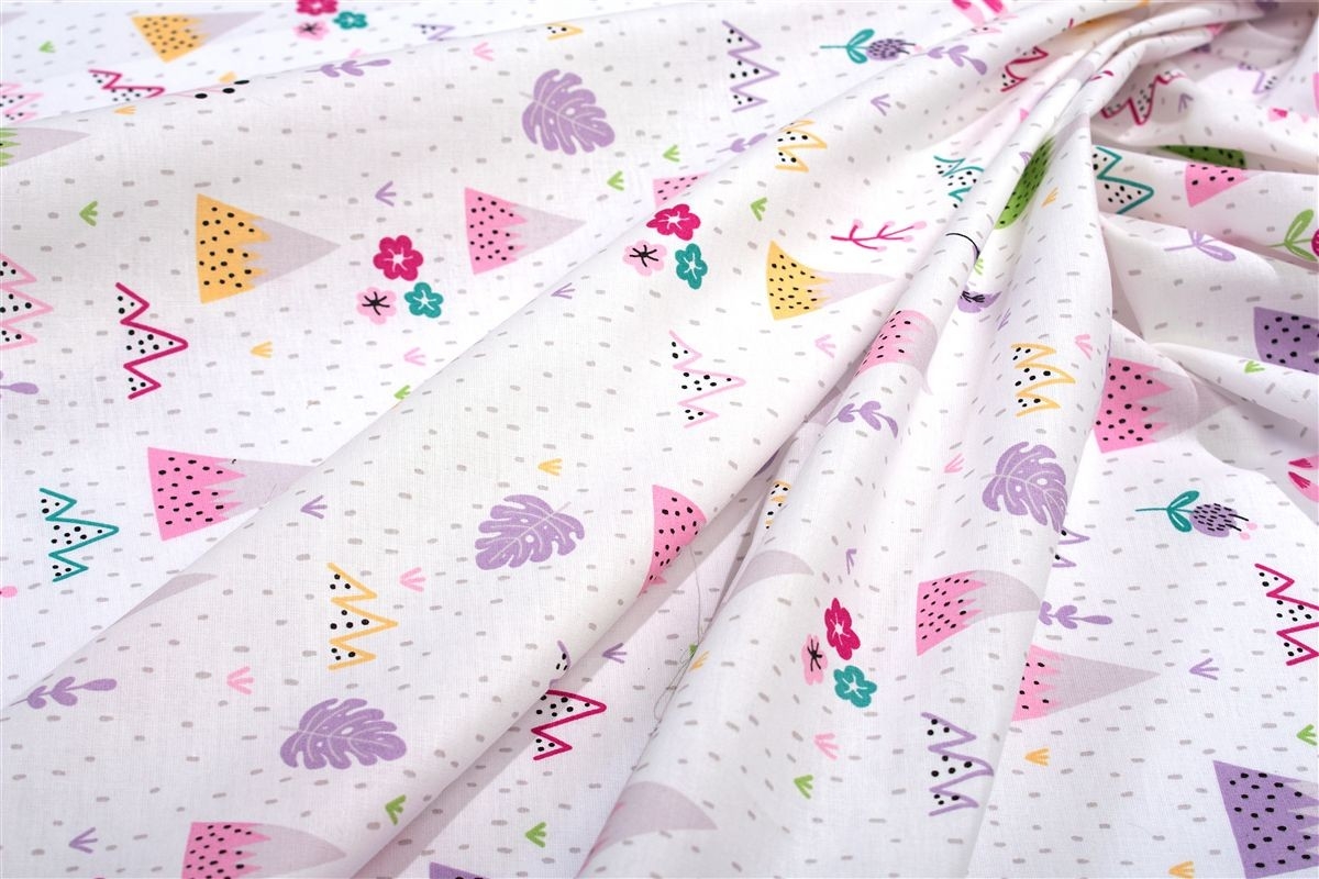 Πάπλωμα Εμπριμέ bebe Whimsical Mountainside 587 120X160 White-Pastel Lilac 100% Cotton