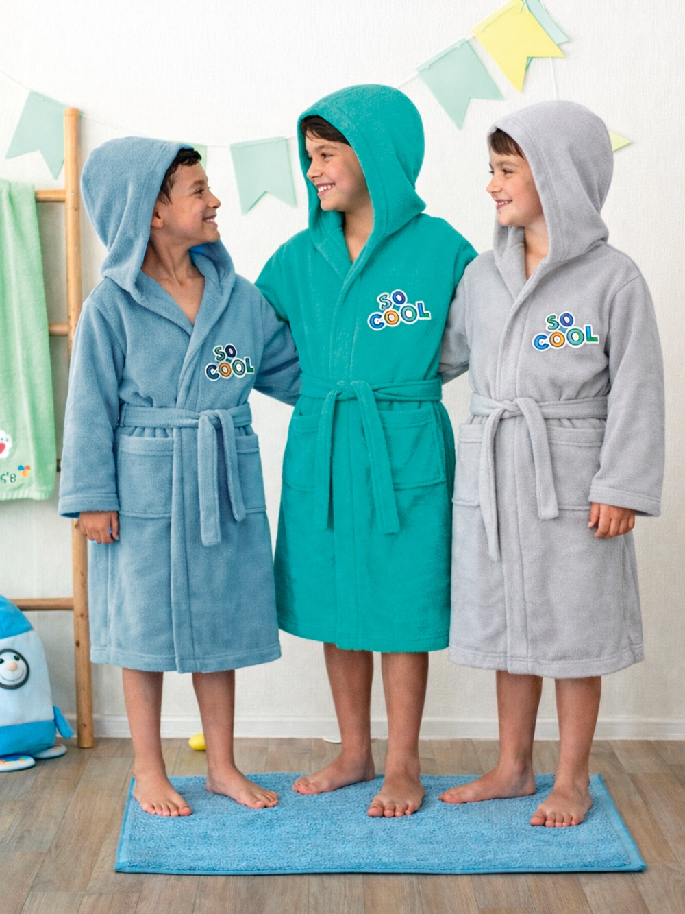 Μπουρνούζι με Κουκούλα Kids Bath COOL GREY 8-10