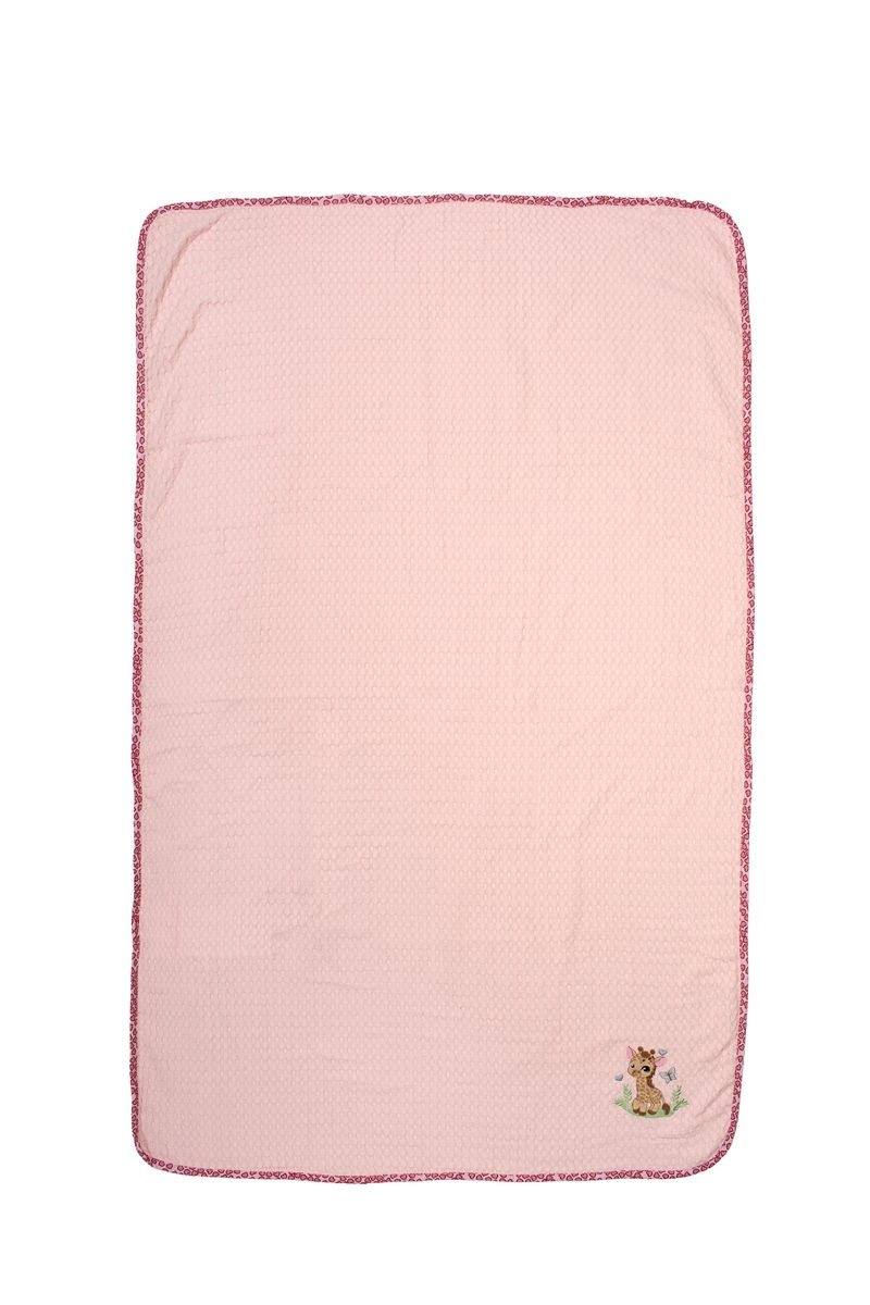 Κουβέρτα Πικέ Με Κέντημα bebe Giraffe 171 80X110 Pink 100% Cotton