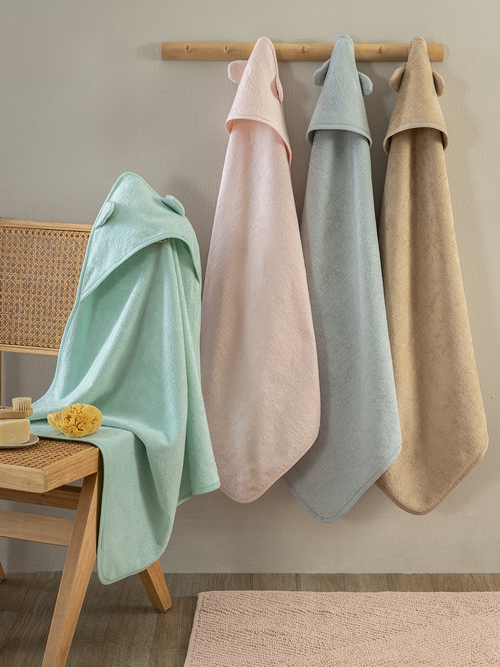 Σετ Μπουρνουζοπετσέτες Με Κουκούλα Baby Bath 75x75 ROBIN (2) BLUE