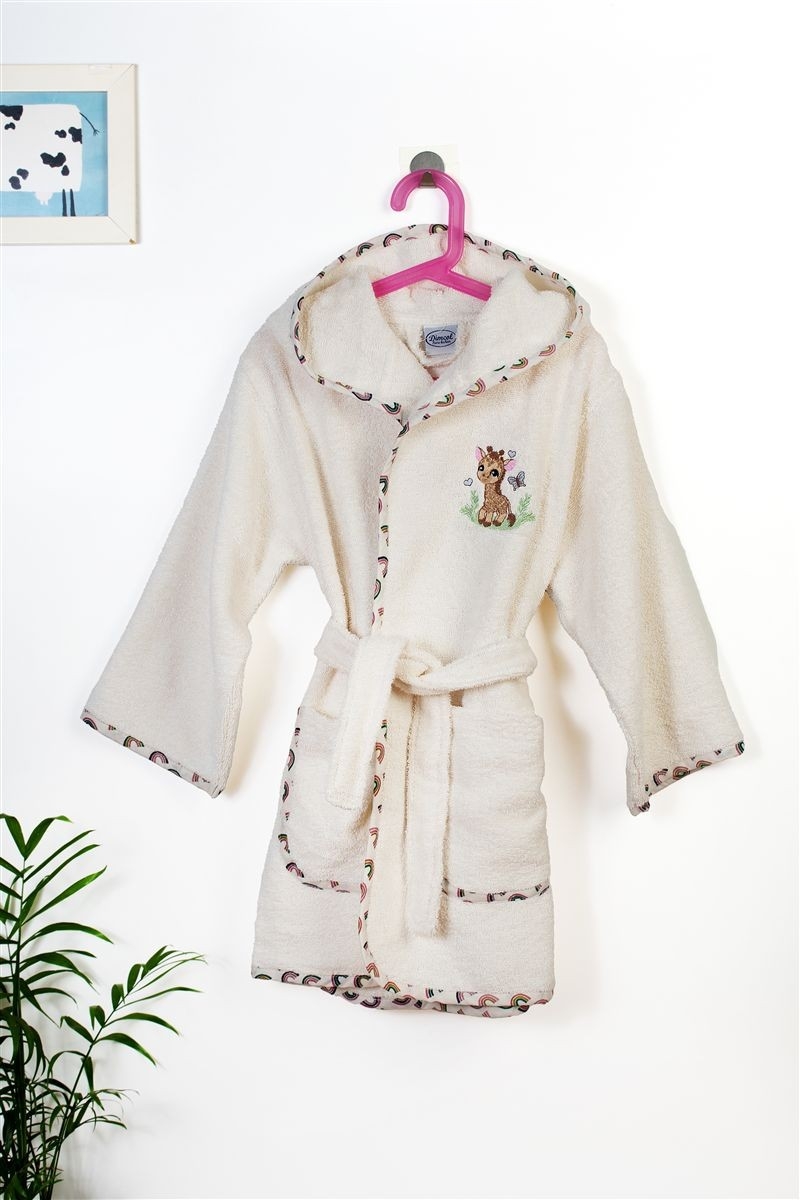 Μπουρνούζι Με Κέντημα kids Giraffe 173 Size: 02 Ecru-Multi 100% Cotton