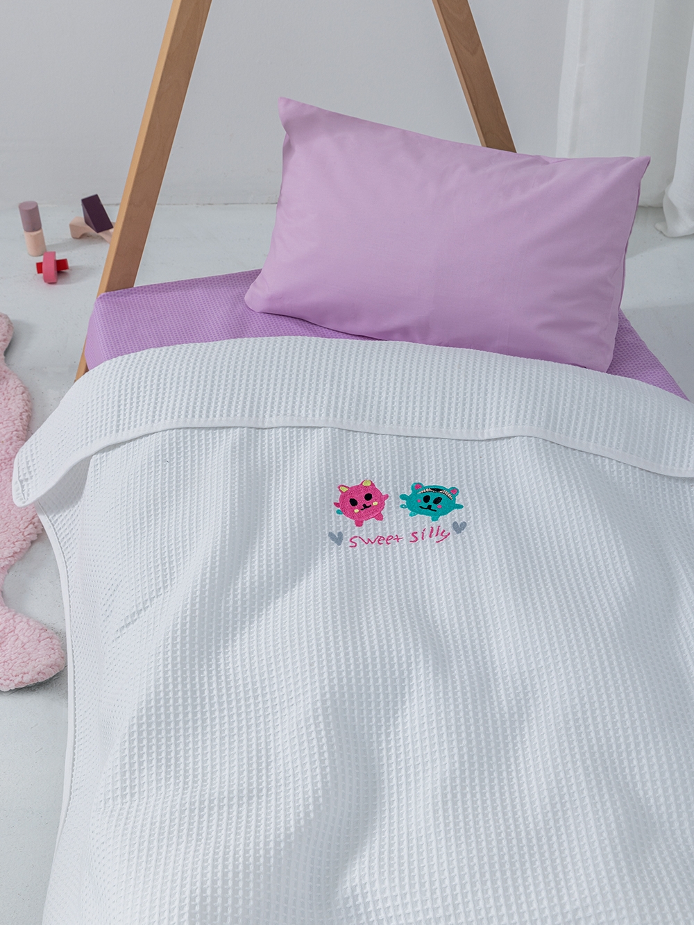 Κουβέρτα Πικέ Αγκαλιάς Baby Blankets 80x110 CANDY/2 WHITE