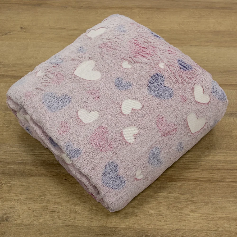 LINO ΚΟΥΒΕΡΤΑ FLEECE ΦΩΣΦΟΡΙΖΕ HERZ PINK 160X220