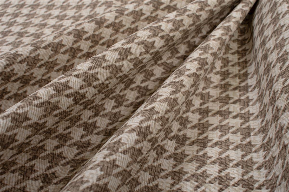 Αλέκιαστο Σετ 2 τεμ Τραπεζομάντηλο Houndstooth 473 140X220 & Τραβέρσα 40X220 Beige 70/30 Cott/Pol