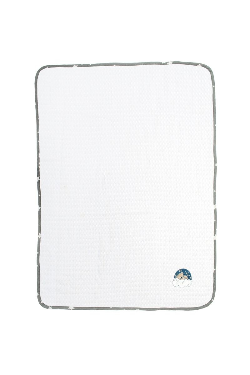Κουβέρτα Πικέ Με Κέντημα bebe Cloudy Bear 176 80X110 White-Grey 100% Cotton