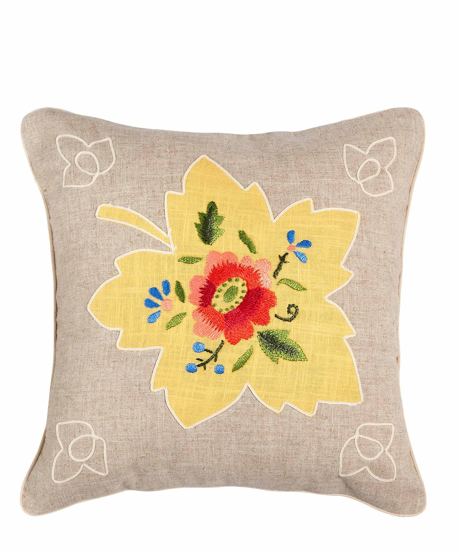 ΜΑΞΙΛΑΡΟΘΗΚΗ (45cm x 45cm) λινό λουλούδι3