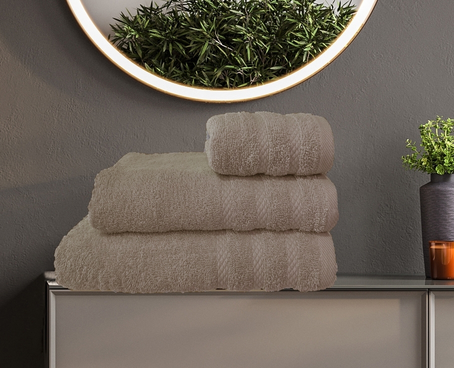 ΣΕΤ ΠΕΤΣΕΤΕΣ  DIOS6 STONE 3ΤΕΜ 30x50cm 50x100cm 70x140cm 100% COTTON 450gsm