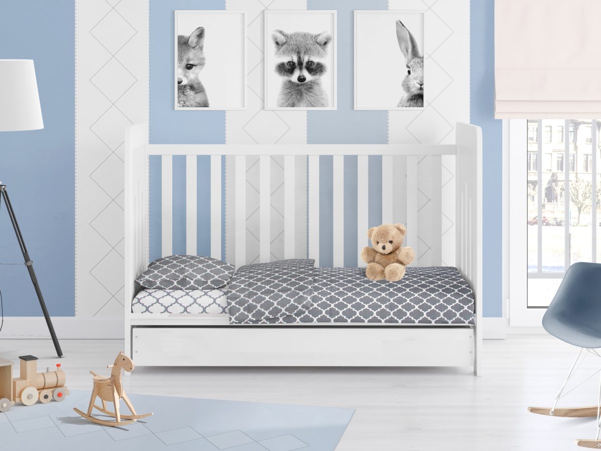 ΣΕΝΤΟΝΙΑ ΕΜΠΡΙΜΕ ΣΕΤ 3 τεμ bebe Windows Multi 137 120X160 Grey-White Cotton 100%